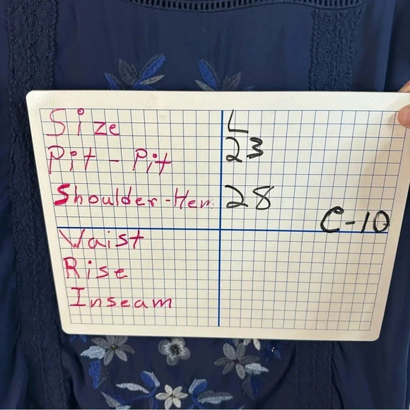 Torrid navy embroidered blouse with beads and lace, pleaded BoHo hippie - Picture 9 of 9